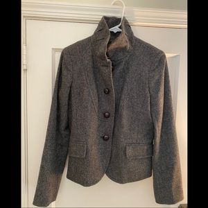 J. Crew Herringbone Wool Bella Blazer Jacket with Ruffle Collar
